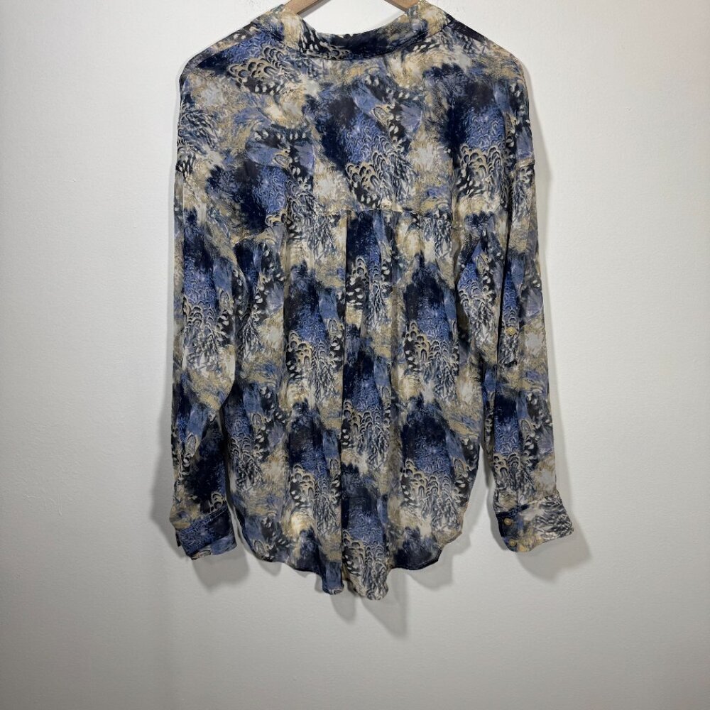 Free People Easy Rider Blouse Button Up Sheer Chiffon Top Shirt Size M - Picture 5 of 8